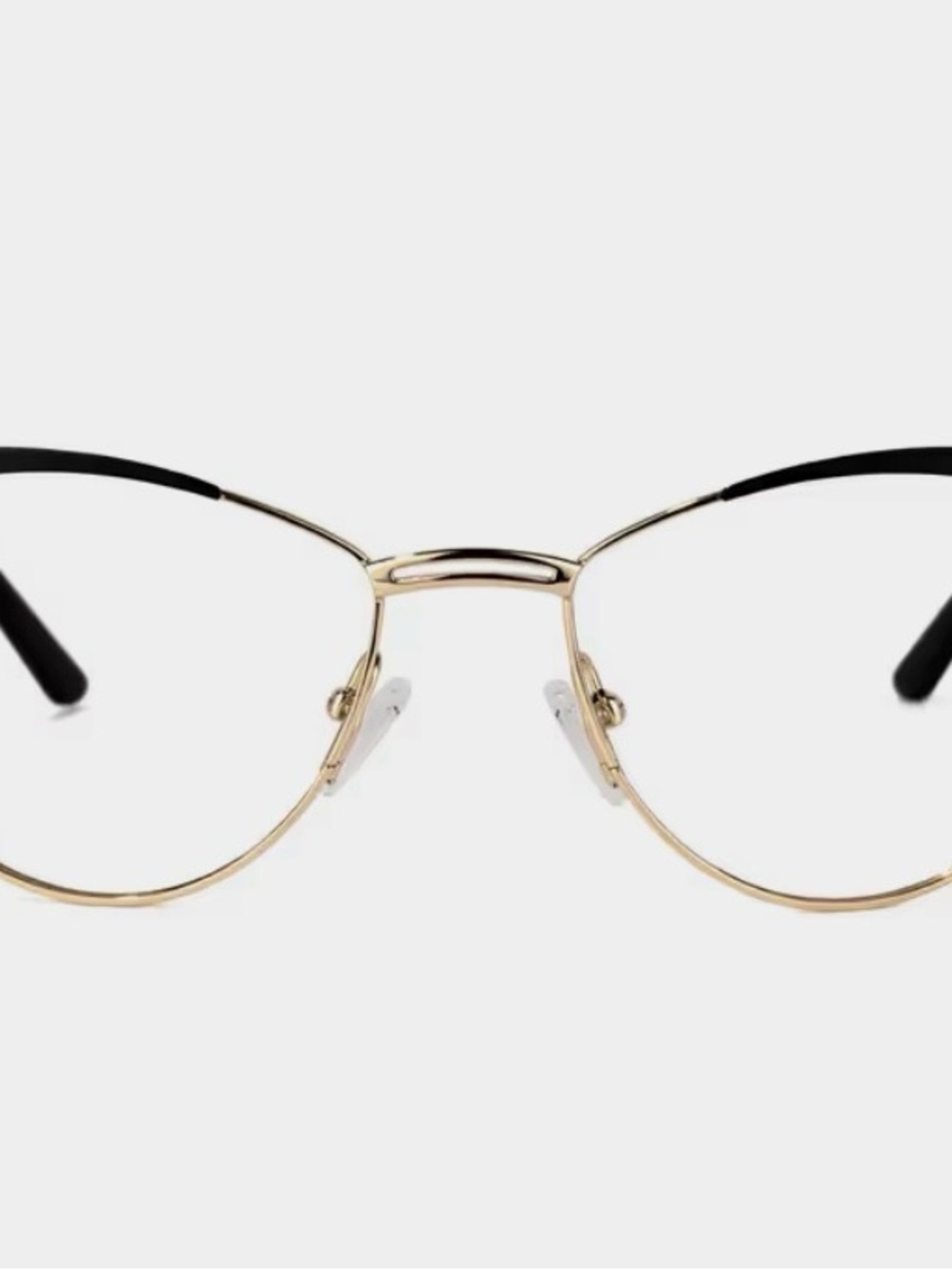 Classic Women's Gold Metal Frame Glasses with Black Temples